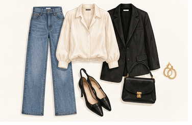 Date night outfit formula: jeans, elevated top and blazer
