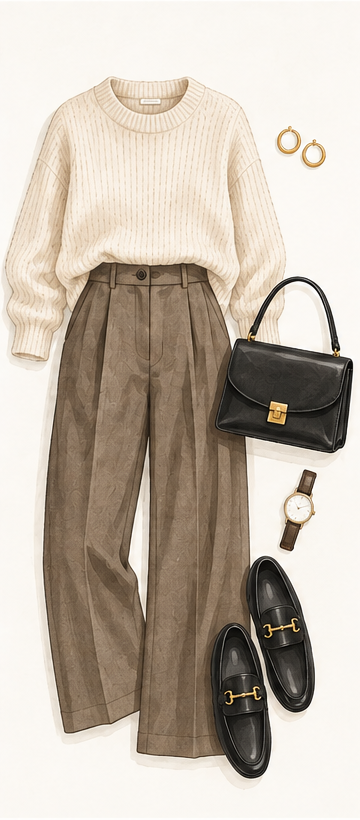 Work outfit formula: knitwear, trousers and loafers